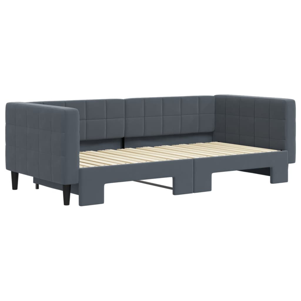 vidaXL Slaapbank met onderschuifbed 90x190 cm fluweel donkergrijs afbeelding