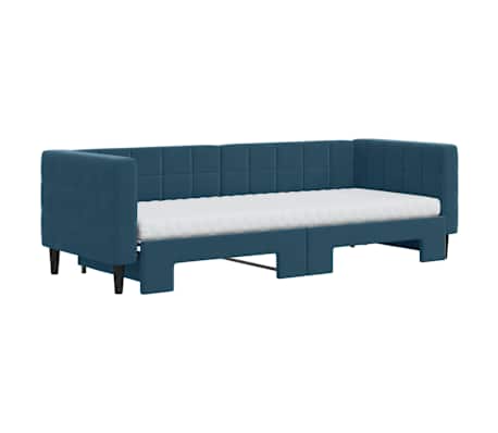 vidaXL Tagesbett Ausziehbar mit Matratzen Blau 80x200 cm Samt