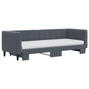 Válenda s přistýlkou a matracemi tmavě šedá 80 x 200 cm samet - obrázek 3