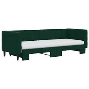 Válenda s přistýlkou a matracemi tmavě zelená 80 x 200 cm samet - obrázek 3