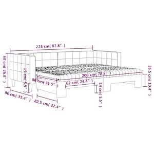 Válenda s přistýlkou a matracemi tmavě zelená 80 x 200 cm samet - obrázek 12