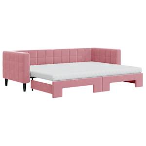 Válenda s přistýlkou a matracemi růžová 80 x 200 cm samet - obrázek 2