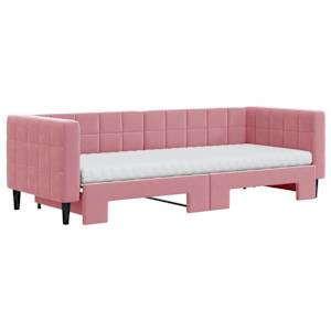 Válenda s přistýlkou a matracemi růžová 80 x 200 cm samet - obrázek 3