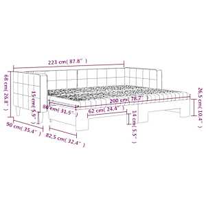 Válenda s přistýlkou a matracemi růžová 80 x 200 cm samet - obrázek 12