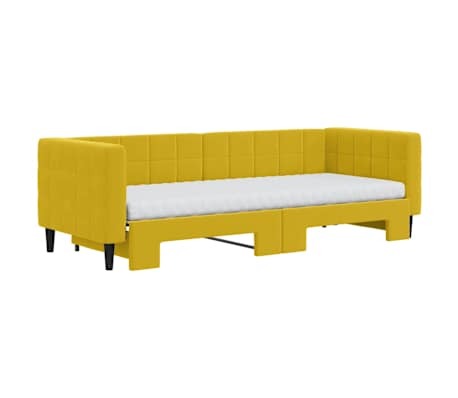 vidaXL Izvlečna dnevna postelja z vzmetnicami rumena 80x200 cm žamet