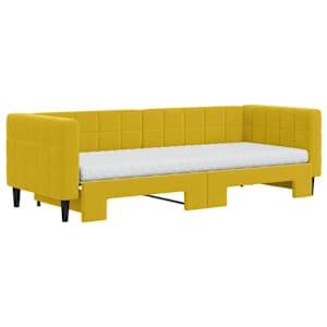 vidaXL Izvlečna dnevna postelja z vzmetnicami rumena 80x200 cm žamet