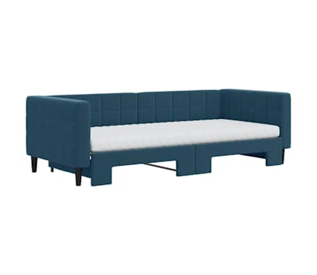 vidaXL Tagesbett Ausziehbar mit Matratzen Blau 90x200 cm Samt