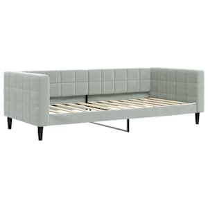 Válenda s přistýlkou a matracemi světle šedá 90 x 200 cm samet - obrázek 4