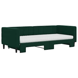 Válenda s přistýlkou a matracemi tmavě zelená 90 x 200 cm samet - obrázek 3