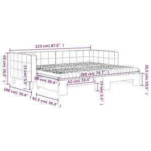 Válenda s přistýlkou a matracemi tmavě zelená 90 x 200 cm samet - obrázek 12