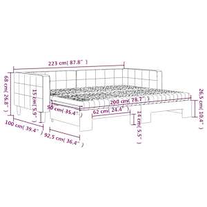 Válenda s přistýlkou a matracemi růžová 90 x 200 cm samet - obrázek 12