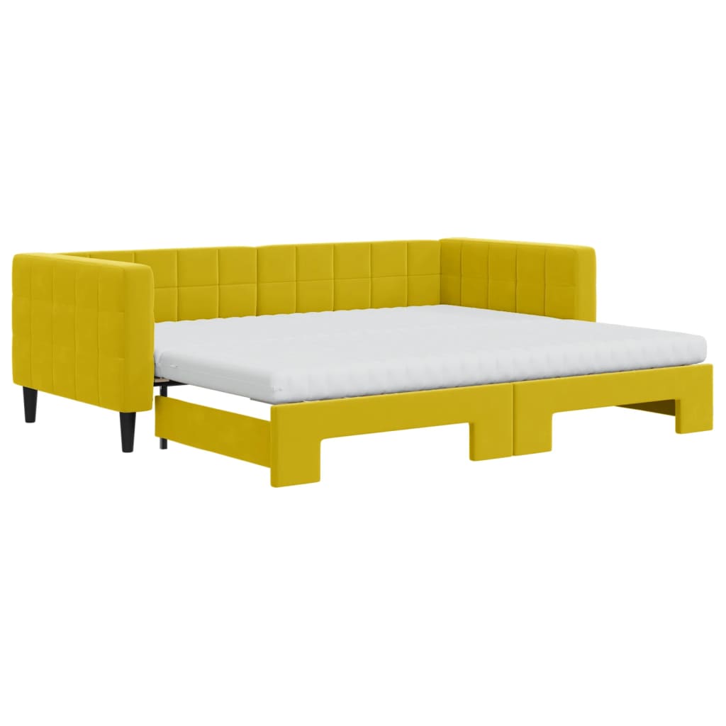 Thumbnail - vidaXL Tagesbett Ausziehbar mit Matratzen Gelb 90x200 cm Samt