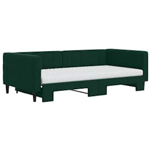 Válenda s přistýlkou a matracemi tmavě zelená 100x200 cm samet - obrázek 3