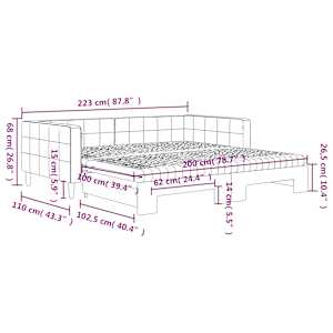 Válenda s přistýlkou a matracemi růžová 100 x 200 cm samet - obrázek 12