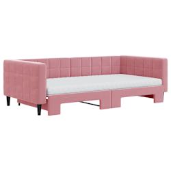 vidaXL Dagb&auml;dd utdragbar och madrasser rosa 100x200 cm sammet