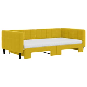 Válenda s přistýlkou a matracemi žlutá 100 x 200 cm samet - obrázek 3