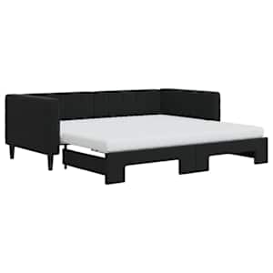 vidaXL diivanvoodi v&auml;ljat&otilde;mmatava osaga, must, 90x190 cm, samet