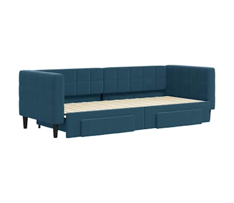 vidaXL Tagesbett Ausziehbar mit Schubladen Blau 80x200 cm Samt