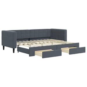 Válenda s přistýlkou a zásuvkami tmavě šedá 80 x 200 cm samet - obrázek 2