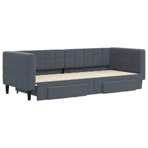 Válenda s přistýlkou a zásuvkami tmavě šedá 80 x 200 cm samet - obrázek 3