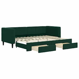 Válenda s přistýlkou a zásuvkami tmavě zelená 80 x 200 cm samet - obrázek 2