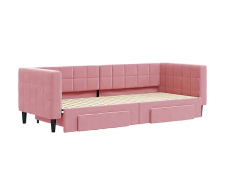 vidaXL Tagesbett Ausziehbar mit Schubladen Rosa 80x200 cm Samt
