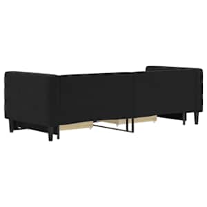 Válenda s přistýlkou a zásuvkami černá 80 x 200 cm samet - obrázek 5