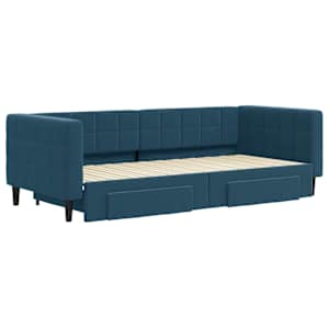 Válenda s přistýlkou a zásuvkami modrá 90 x 200 cm samet - obrázek 3
