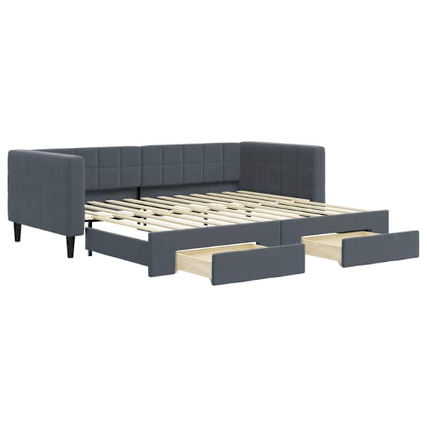 vidaXL diivanvoodi v&auml;ljat&otilde;mmatav ja sahtlitega madratsita, 90x200 cm