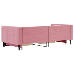 Válenda s přistýlkou a zásuvkami růžová 90 x 200 cm samet - obrázek 5