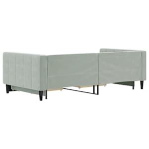 Válenda s přistýlkou a zásuvkami světle šedá 100 x 200 cm samet - obrázek 5