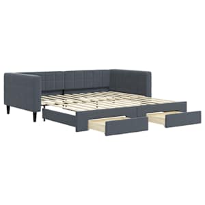 Válenda s přistýlkou a zásuvkami tmavě šedá 100 x 200 cm samet - obrázek 2