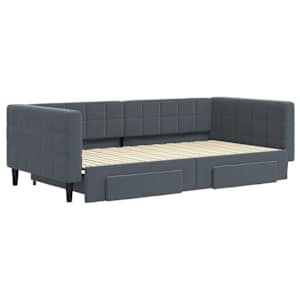 Válenda s přistýlkou a zásuvkami tmavě šedá 100 x 200 cm samet - obrázek 3