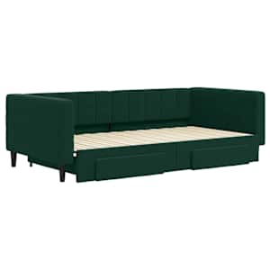 Válenda s přistýlkou a zásuvkami tmavě zelená 100x200 cm samet - obrázek 3