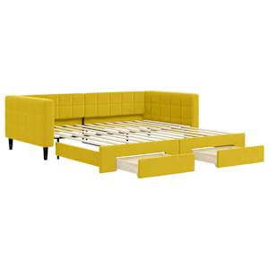 Válenda s přistýlkou a zásuvkami žlutá 100 x 200 cm samet - obrázek 2