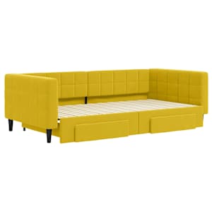 Válenda s přistýlkou a zásuvkami žlutá 100 x 200 cm samet - obrázek 3