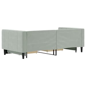 Válenda s přistýlkou a zásuvkami světle šedá 90 x 190 cm samet - obrázek 5