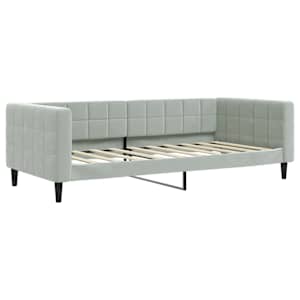 Válenda s přistýlkou a zásuvkami světle šedá 90 x 190 cm samet - obrázek 6