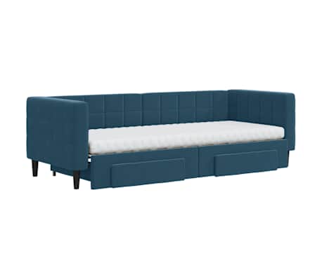 vidaXL Tagesbett Ausziehbar mit Schubladen Blau 80x200 cm Samt