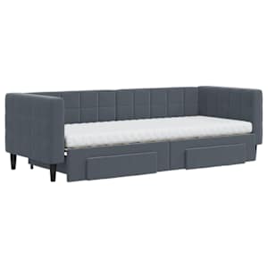 Válenda s přistýlkou a zásuvkami tmavě šedá 80 x 200 cm samet - obrázek 3