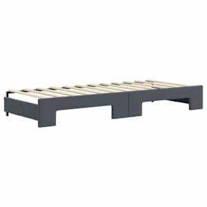 Válenda s přistýlkou a zásuvkami tmavě šedá 80 x 200 cm samet - obrázek 5