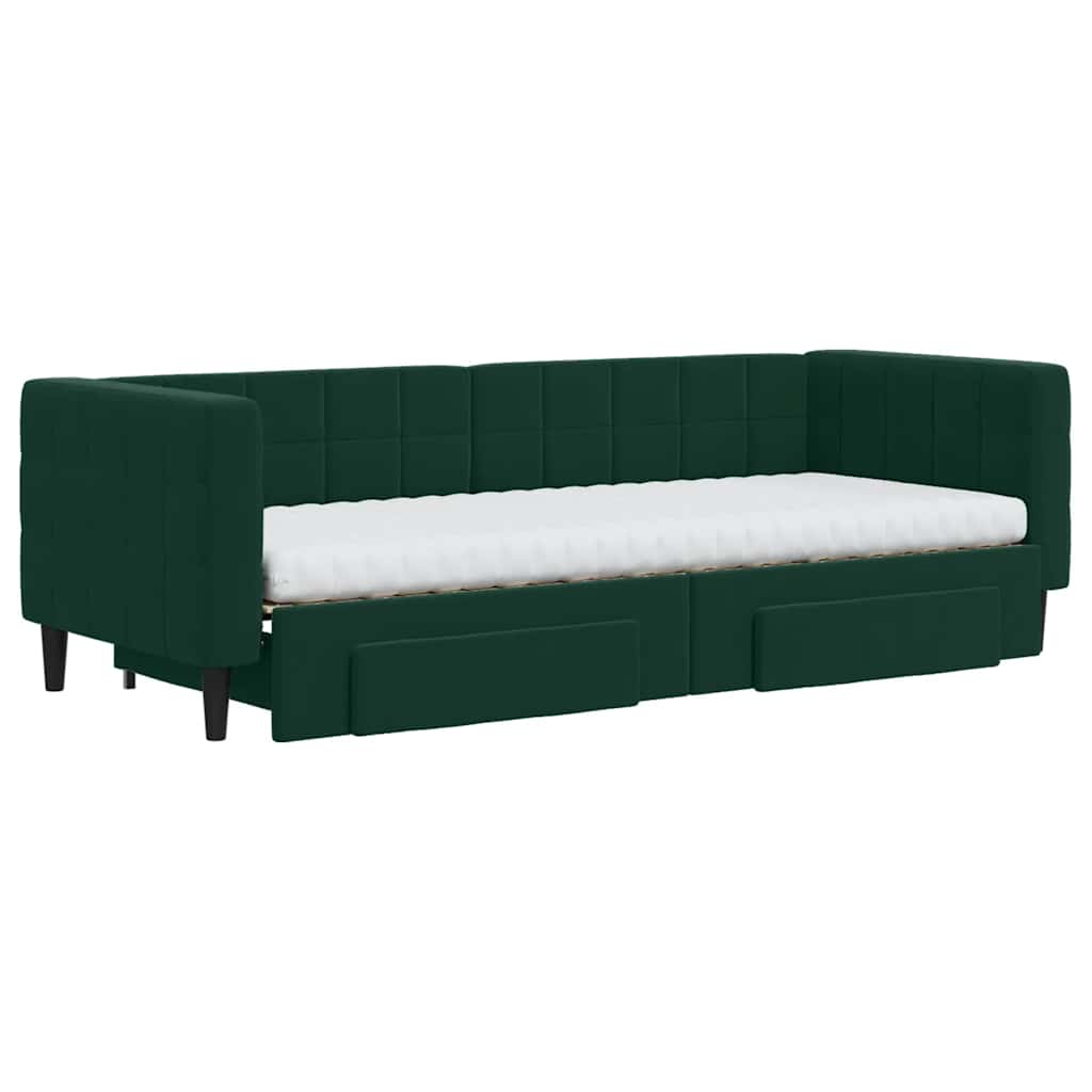 vidaXL Slaapbank onderschuifbed en lades 80x200 cm fluweel donkergroen groen, foto 2
