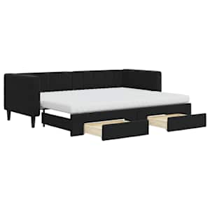 Válenda s přistýlkou a zásuvkami černá 80 x 200 cm samet - obrázek 2