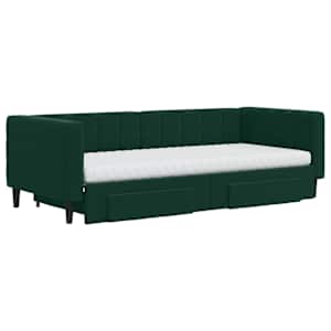 Válenda s přistýlkou a zásuvkami tmavě zelená 90 x 200 cm samet - obrázek 3