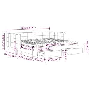 Válenda s přistýlkou a zásuvkami tmavě zelená 90 x 200 cm samet - obrázek 13