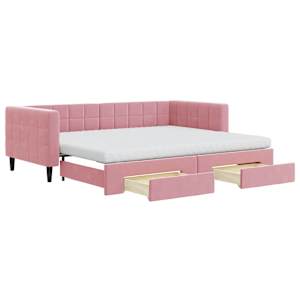 Válenda s přistýlkou a zásuvkami růžová 90 x 200 cm samet - obrázek 2