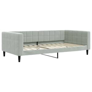 Válenda s přistýlkou a zásuvkami světle šedá 100 x 200 cm samet - obrázek 4