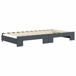 Válenda s přistýlkou a zásuvkami tmavě šedá 100 x 200 cm samet - obrázek 5