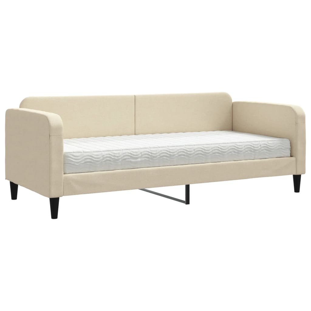 vidaXL Slaapbank met matras 80x200 cm stof crèmekleurig, foto 3