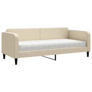 Válenda s matrací krémová 80 x 200 cm textil - obrázek 2